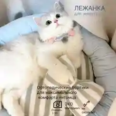Лежанка круглая из мягкого велюра с двусторонней съемной подстилкой для собак и кошек