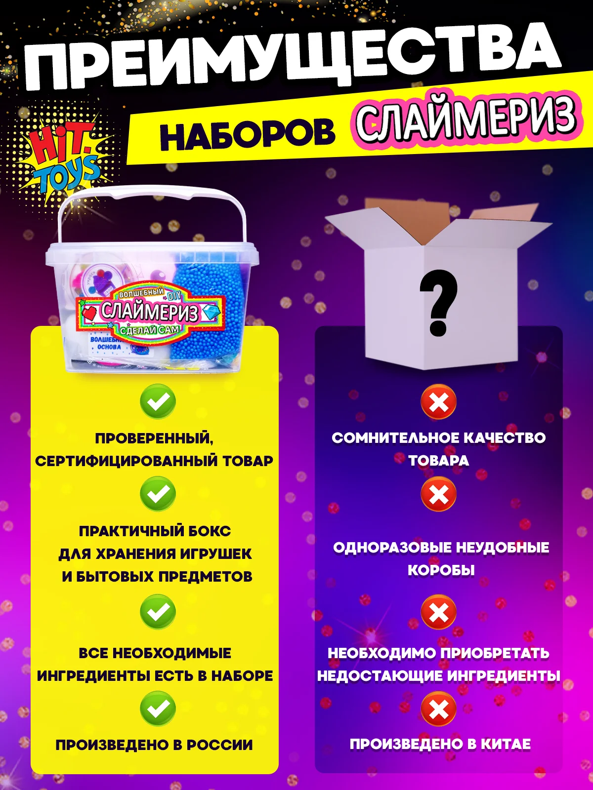 Набор сделай сам слайм DIY "Normal Box 2.0" большой,Хит Тойс, 35+ ингредиентов, Антистресс