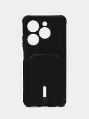Черный чехол Tecno Spark 20/20C/Go 2024/Infinix Hot 40i/Smart 8/8 Pro/8 Plus с карманом для карт
