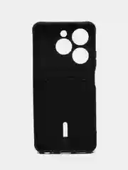 Черный чехол Tecno Spark 20/20C/Go 2024/Infinix Hot 40i/Smart 8/8 Pro/8 Plus с карманом для карт