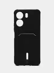 Черный чехол для Xiaomi Redmi 13C / Poco C65 (Сяоми Редми 13С / Поко С65), с карманом для карт