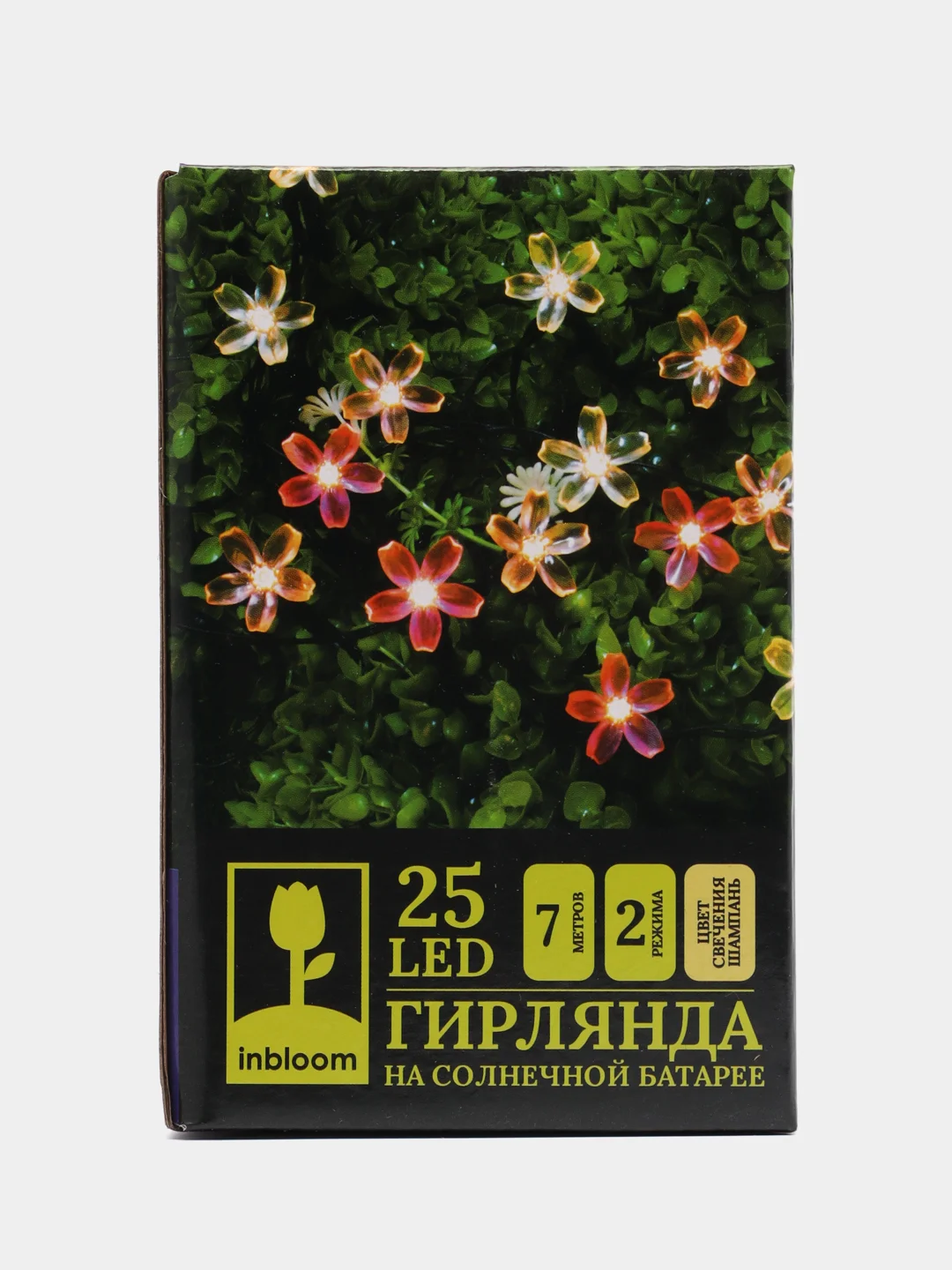 INBLOOM Гирлянда на солн. батарее, 25LED, 7м, шампань, 2 реж, сакура, 2V80mA, 1.2V600mAh