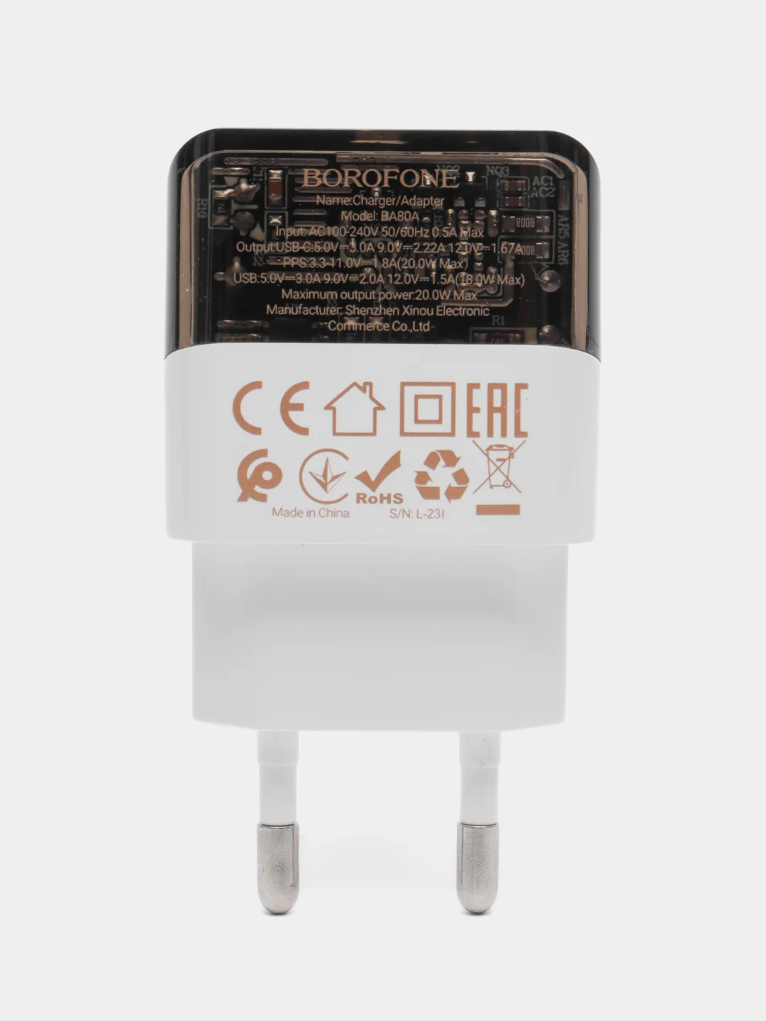 Сетевое зарядное устройство для iPhone Type-c BA80A PD 20W + QC3.0 (прозрачный)