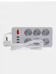 Сетевой фильтр - удлинитель idealim 6 розеток, 3 USB, 1 TypeC, кабель 1 метр, серый