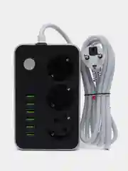 Сетевой фильтр - удлинитель idealim 3 розетки, 6 USB, кабель 2 метра