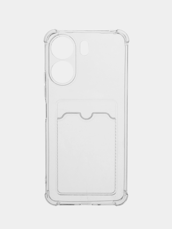 Чехол противоударный Xiaomi Redmi 13C / Сяоми Редми 13С прозрачный, с карманом для карты