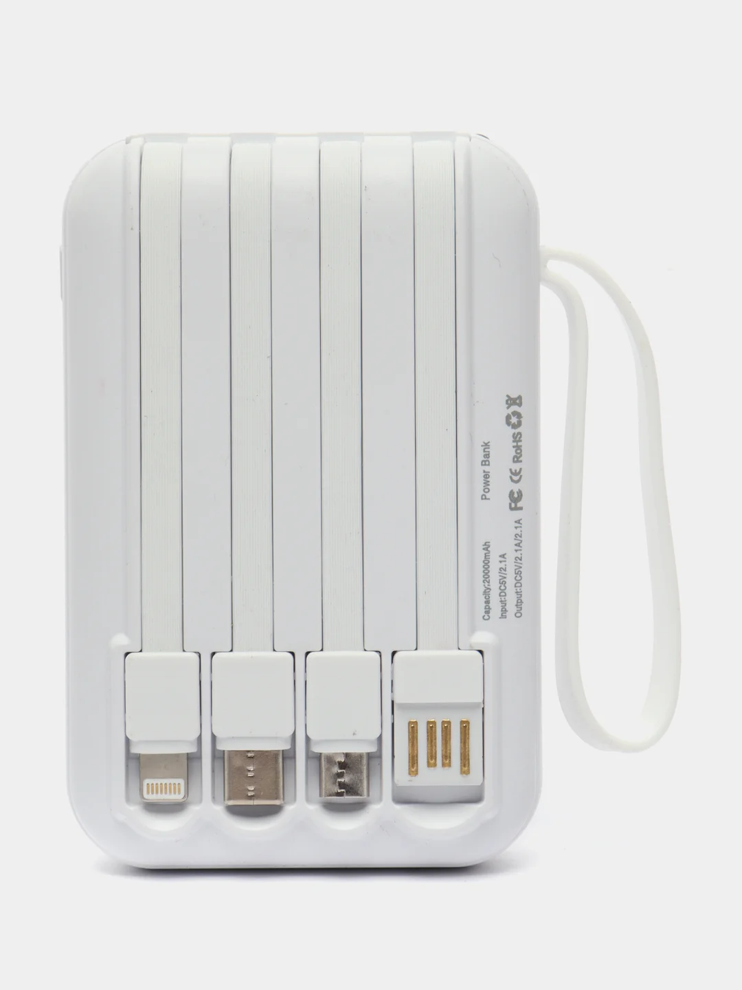 Белый mini Power Bank с высокой ёмкостью, 20000mAh, портативное питание, с быстрой зарядкой
