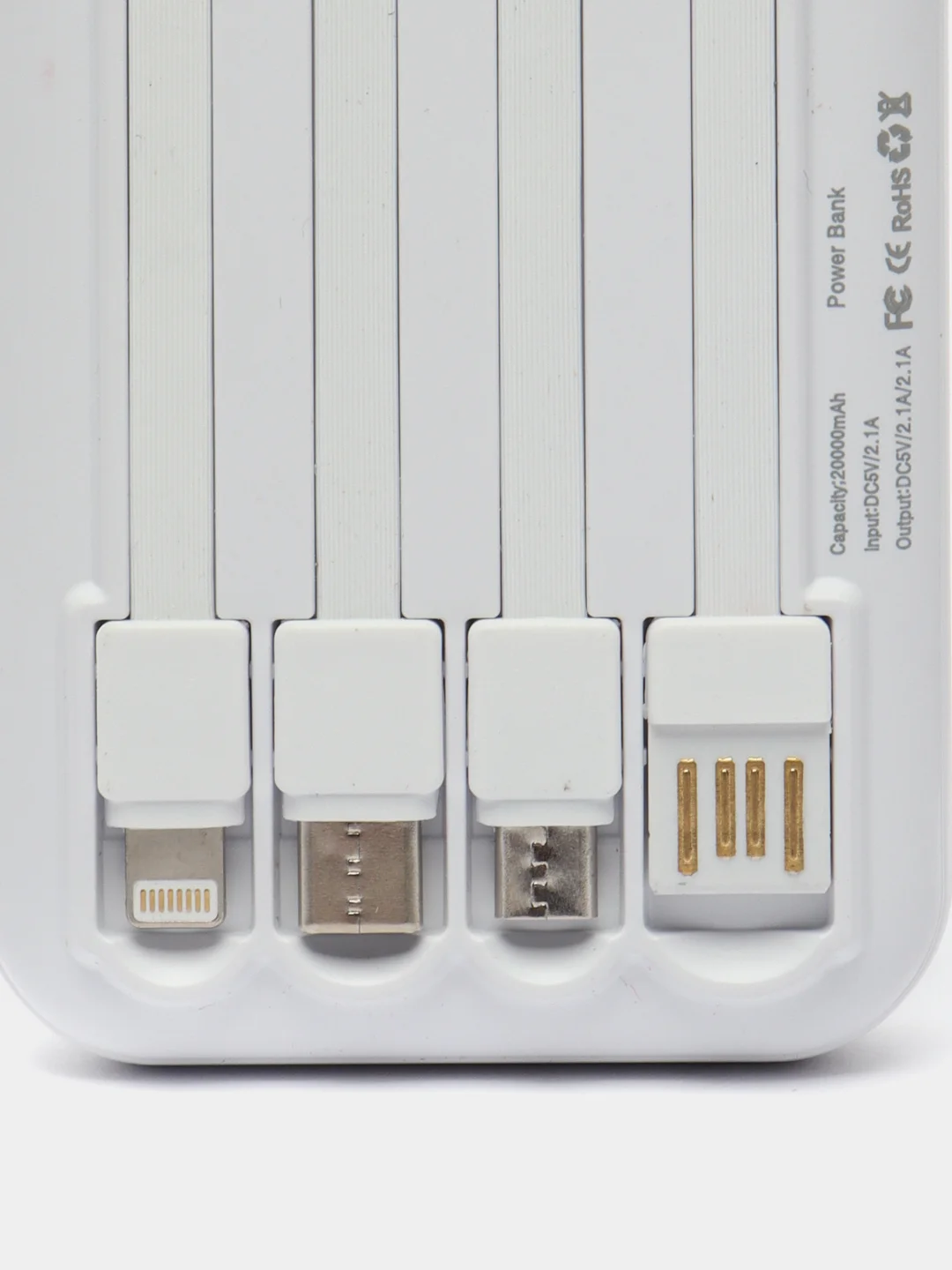 Белый mini Power Bank с высокой ёмкостью, 20000mAh, портативное питание, с быстрой зарядкой
