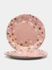 Розовый тарелки бумажные, одноразовые, 6 штук