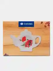Подставка для чайных пакетиков, доломит, фигурная, 12х8.4 см, Daniks, Алый мак