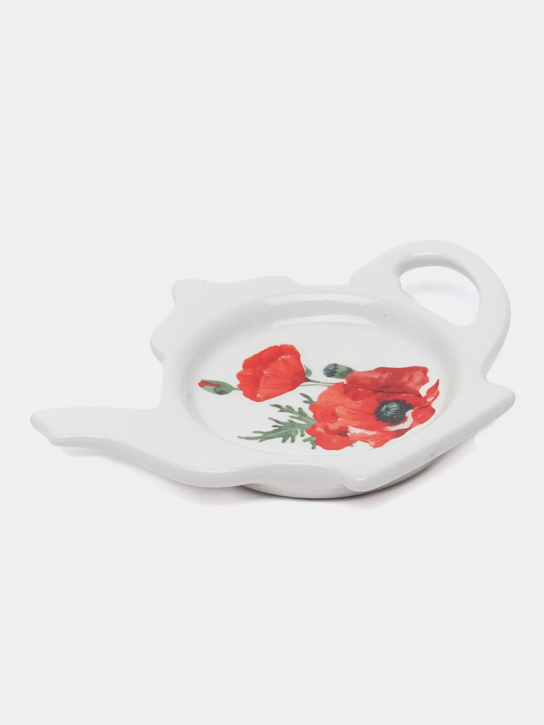 Подставка для чайных пакетиков, доломит, фигурная, 12х8.4 см, Daniks, Алый мак