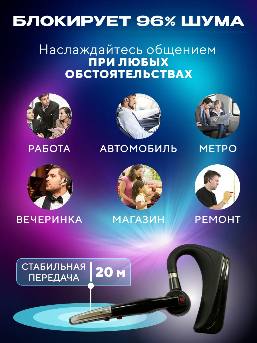 Черный гарнитура наушник беспроводная HSP-B3 PRO Dual Mic, русский язык, Bluetooth v5.0