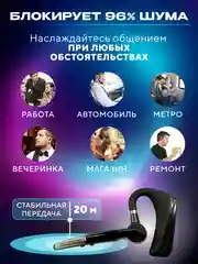 Черный гарнитура наушник беспроводная HSP-B3 PRO Dual Mic, русский язык, Bluetooth v5.0