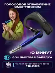Синий гарнитура наушник беспроводная HSP-B3 PRO Dual Mic, русский язык, Bluetooth v5.0