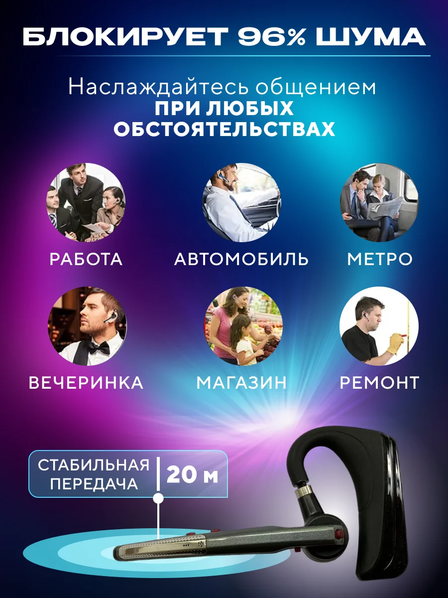 Серый гарнитура наушник беспроводная HSP-B3 PRO Dual Mic, русский язык, Bluetooth v5.0