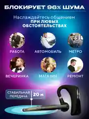 Серый гарнитура наушник беспроводная HSP-B3 PRO Dual Mic, русский язык, Bluetooth v5.0