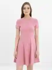Розовый платье летнее короткое расклешенное, 4 цвета