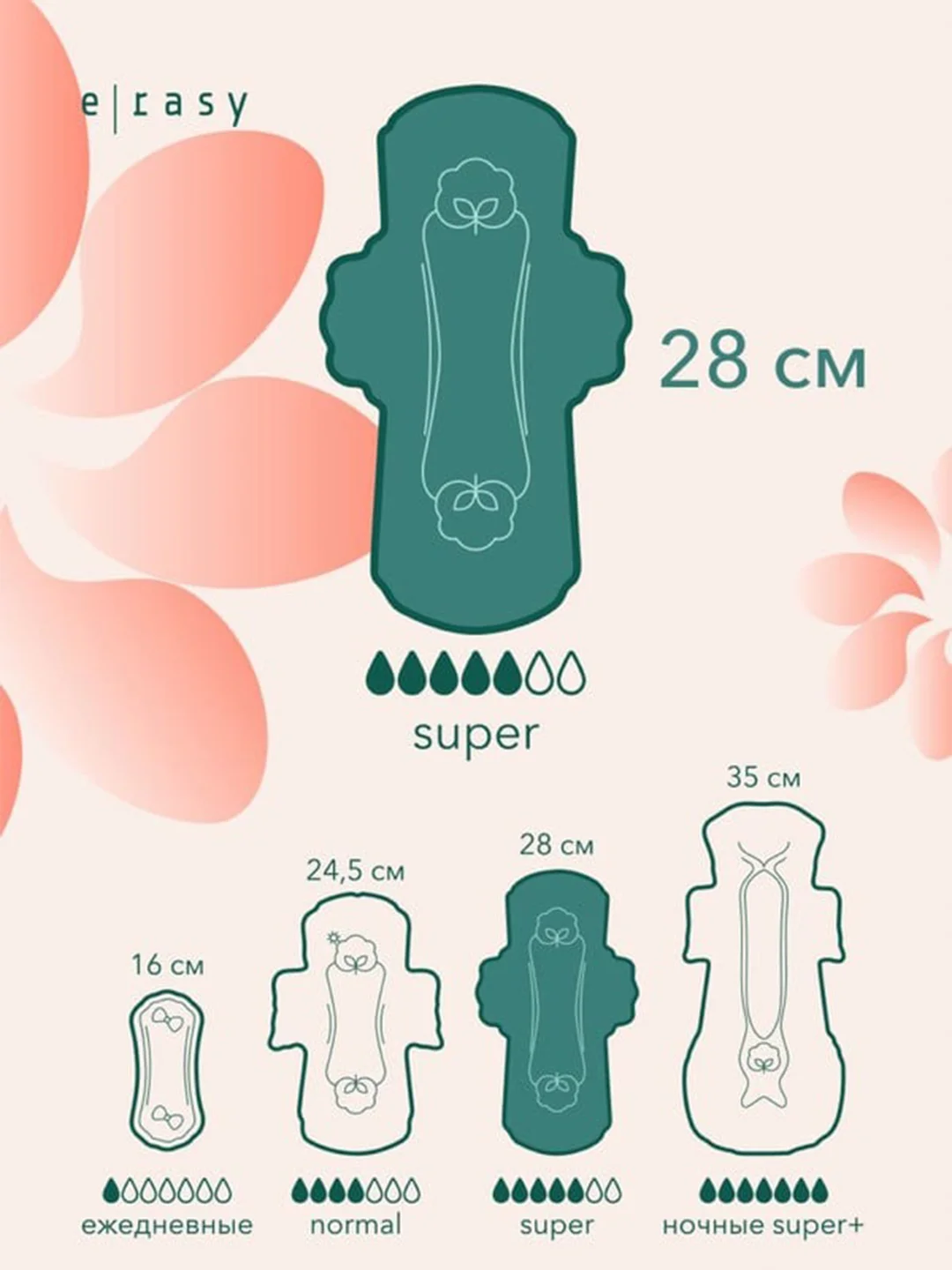 Прокладки E-RASY BAMBOO SILK Super, 8 штук