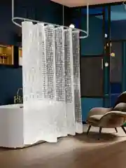 Серебряный штора для ванной комнаты, 3D, прозрачная шторка, с кольцами, 180 х 180, 180 х 200
