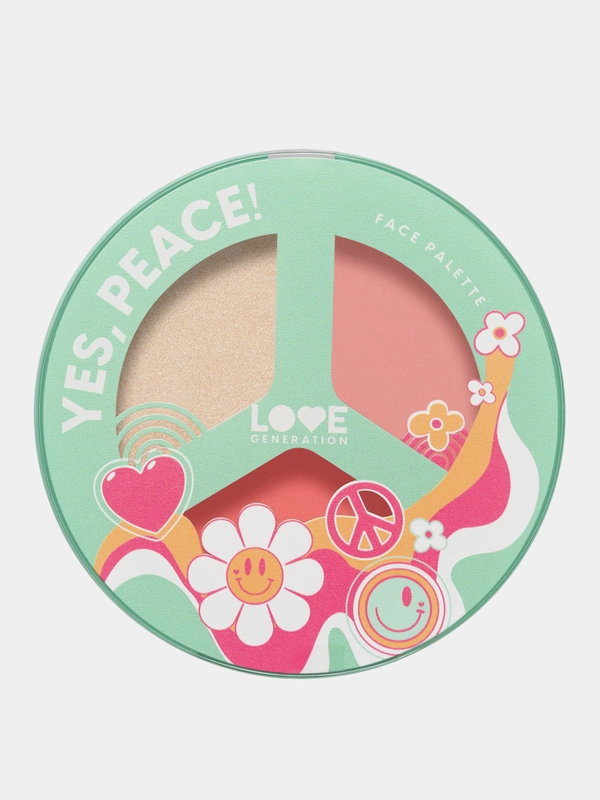 Палетка для лица Love Generation "Yes, Peace!", тон 02, шелковистая текстура, 9,6 г