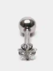 Серый меланж серьга - гвоздик для пирсинга из медицинской стали, 1 штука