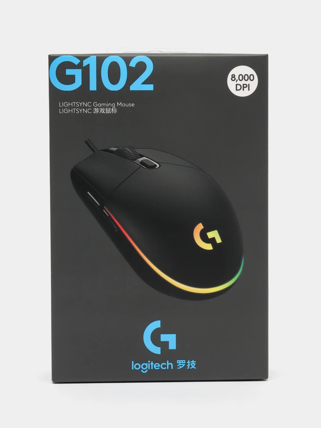 Черный мышь игровая компьютерная Logitech G102 Lightsync, провод 2,1 м, оптическая, USB, черный