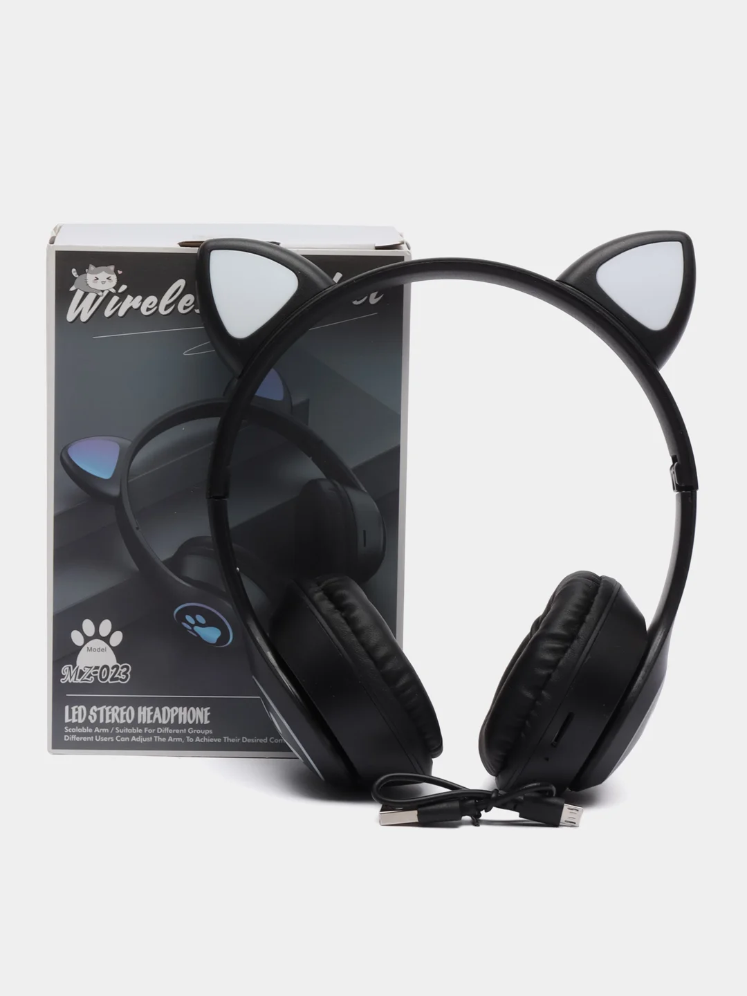 Хром беспроводные наушники Bluetooth, со светящимися ушками, детские