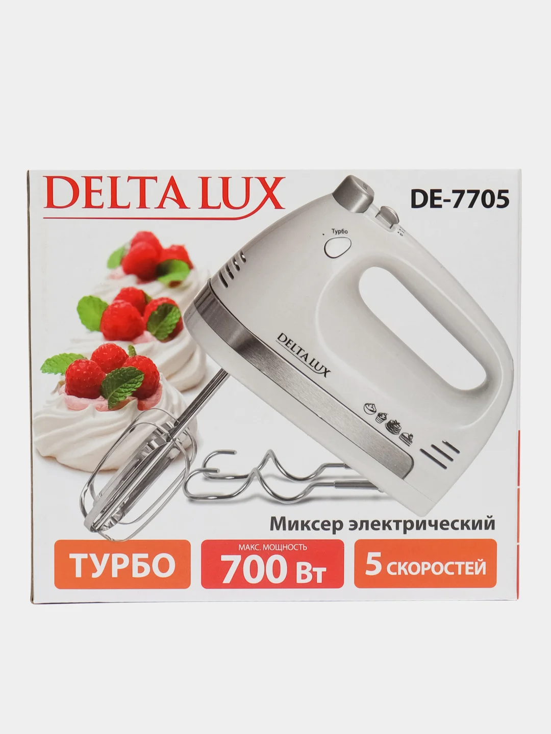 Белый миксер электрический DELTA LUX DE-7705