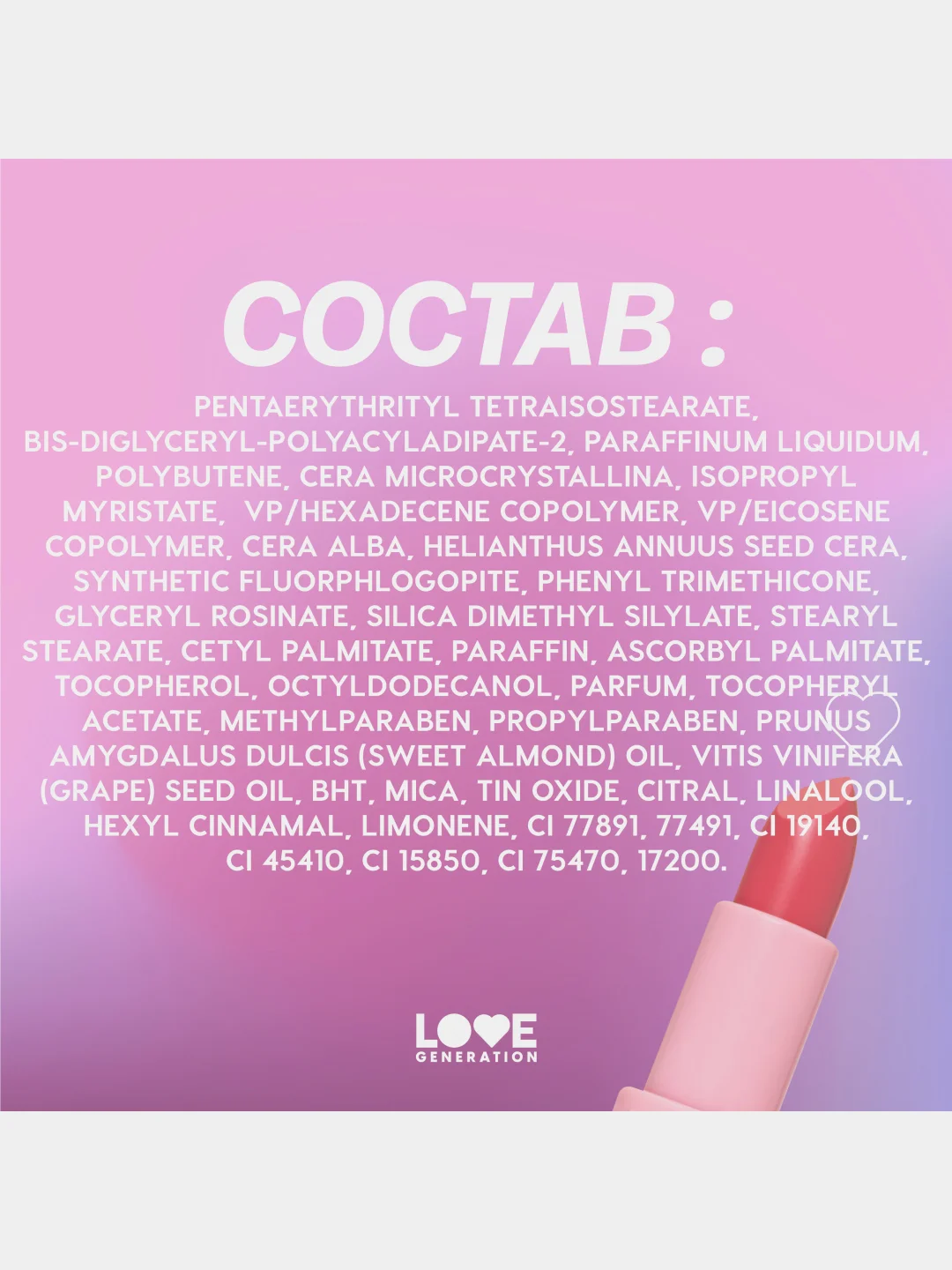 Бальзам для губ Love Generation Like a virgin, тон 01, холодный розовый, 4 г