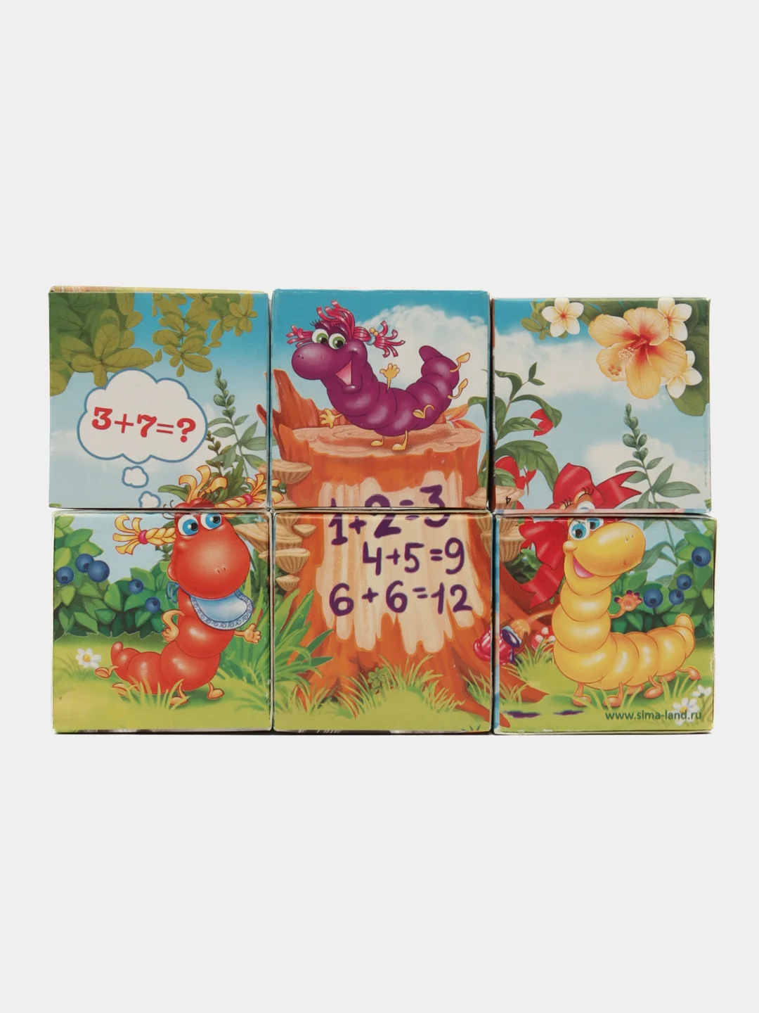 Кубики Зверята, 6 штук (картон)