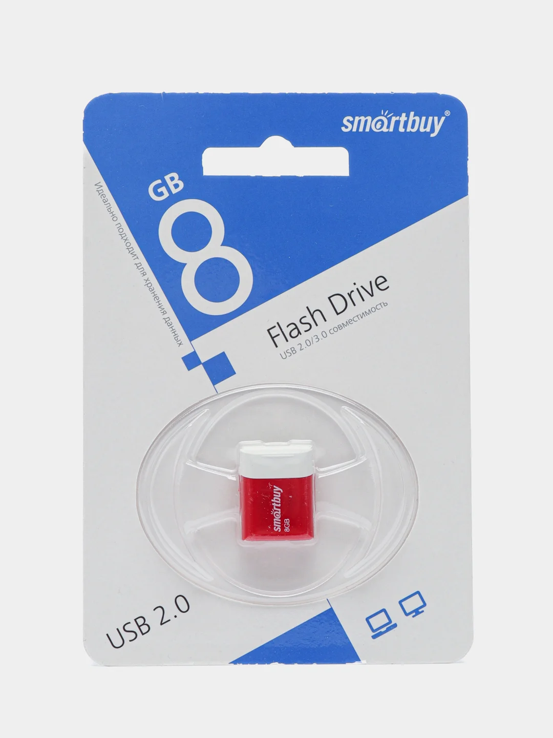 Красный флеш-накопитель USB 2.0 Smartbuy 8GB LARA