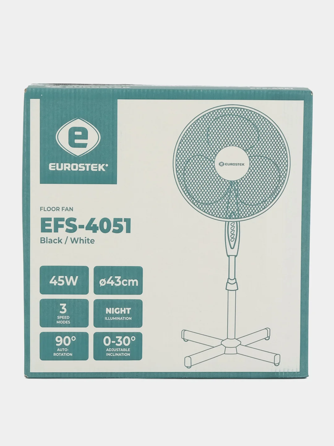 Белый вентилятор напольный Eurostek EFS-4051