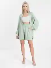Мятный костюм женский летний,костюм рубашка шорты