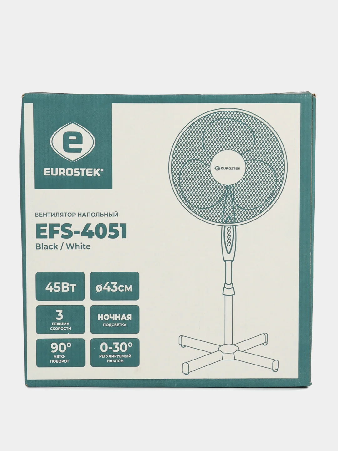 Белый вентилятор напольный Eurostek EFS-4051