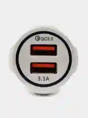 Белый автомобильное зарядное устройство 2 USB / Зарядка в прикуриватель для телефона