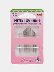 Иглы ручные для вышивания, Hemline, с острым кончиком, №3-9, 16 шт