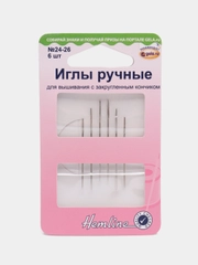 Иглы ручные для вышивания Hemline с закругленным кончиком №24-26, 6 шт
