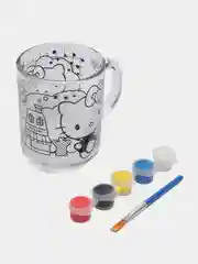 Кружка раскраска Hello Kitty 230 мл, в наборе с красками и кисточкой, стекло