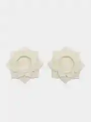 Белый подсвечник из гипса "Мандала", 2 шт