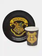 Набор для праздника Harry Potter Гербы Хогвартса (тарелка мал., стакан по 6 шт.)