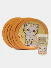 Набор для праздника Котик полосатый (тарелка бол., стакан по 6 шт.)