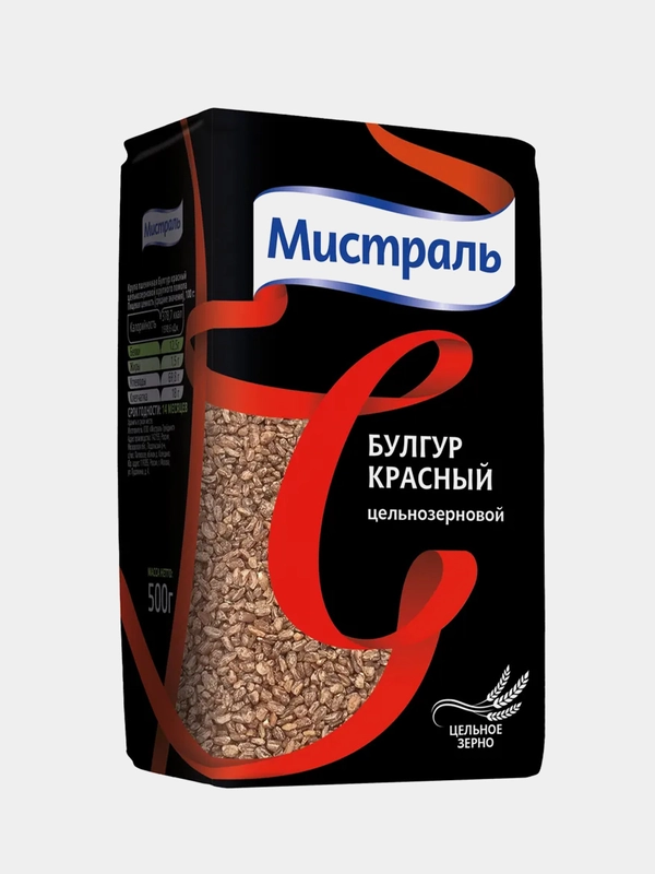 Крупа МИСТРАЛЬ пшеничная Булгур красный цельнозерновой, 500 г