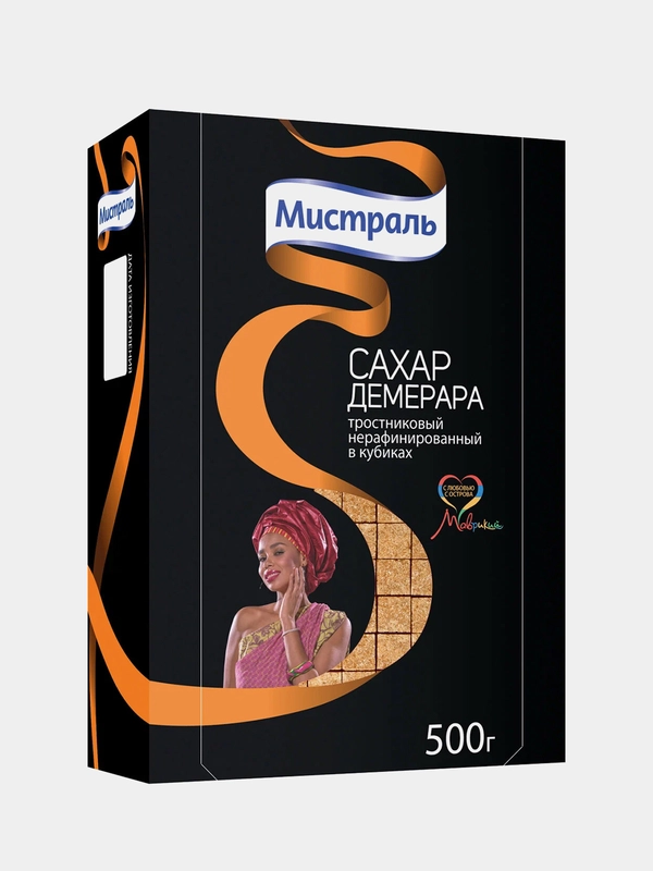 Сахар МИСТРАЛЬ тростниковый нерафинированный Демерара в кубиках