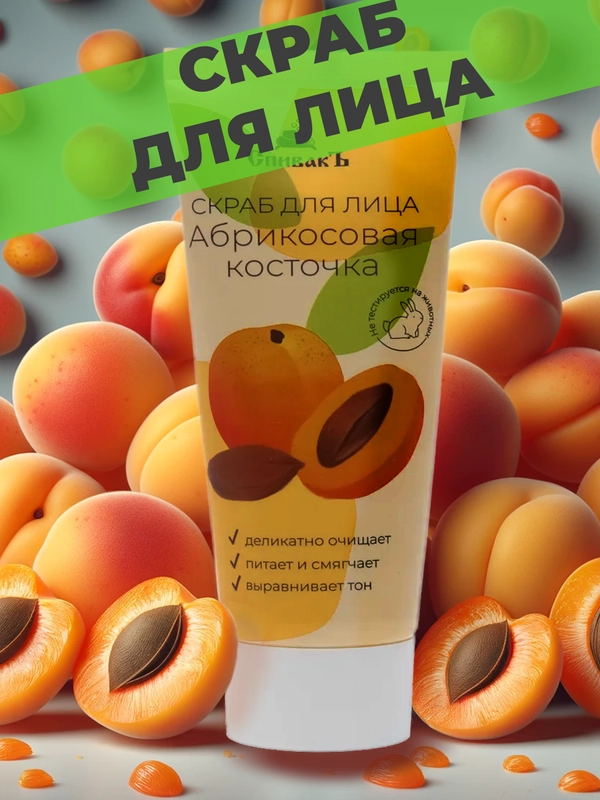 Скраб для лица "Абрикосовая косточка", пилинг для лица