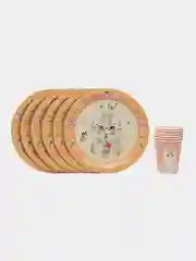 Набор для праздника Котики на персиковом (тарелка бол., стакан по 6 шт.)