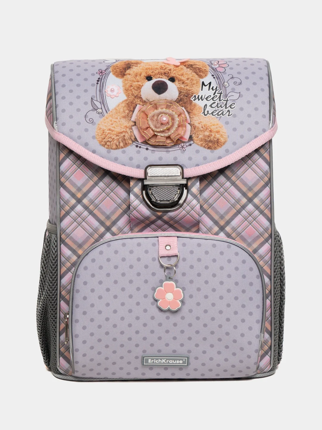 Светло-бежевый ранец школьный ErichKrause  ErgoLine 15L Teddy Bear с мешком  52590/2