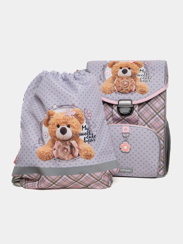 Ранец школьный ErichKrause  ErgoLine 15L Teddy Bear с мешком  52590/2