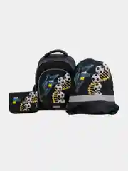 Черный рюкзак школьный ErichKrause ErgoLine 15L Sport DNA с мешком и пеналом 59874/1