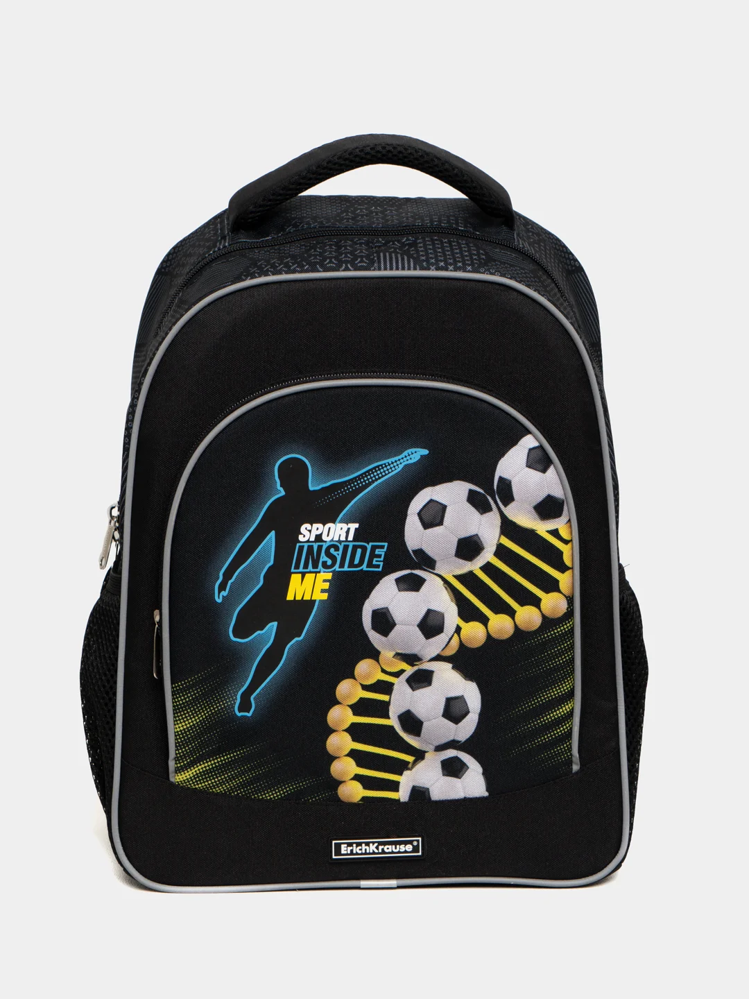 Черный рюкзак школьный ErichKrause ErgoLine 15L Sport DNA с мешком и пеналом 59874/1