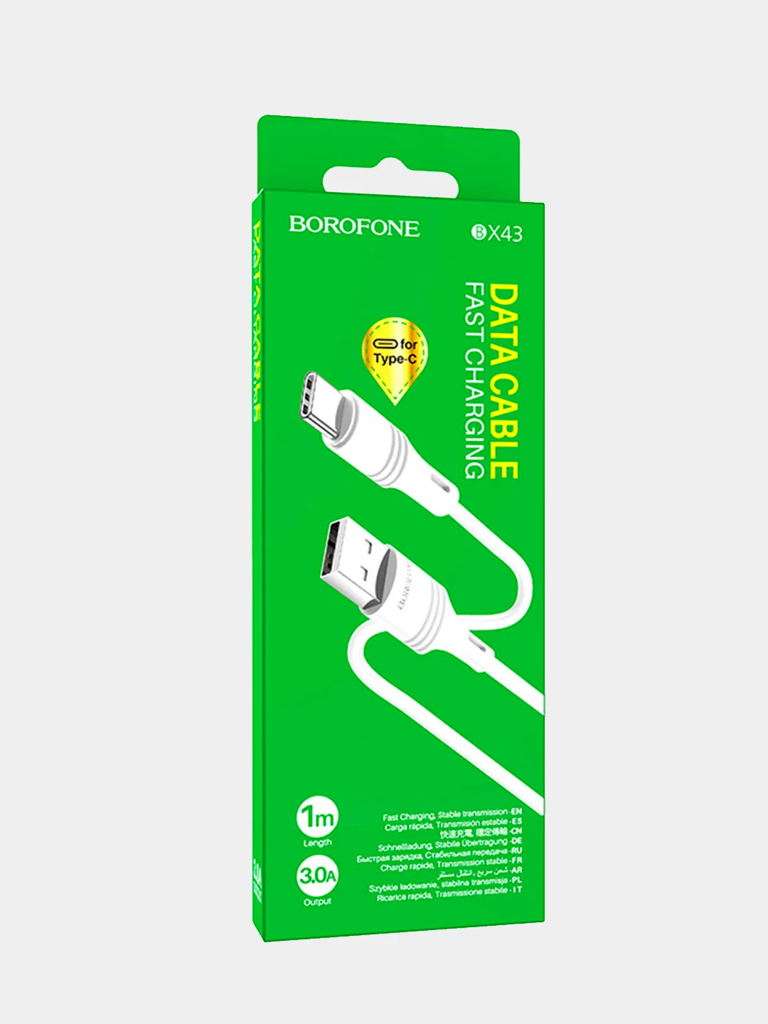 Белый кабель(провод) быстрой зарядки для андроид, телефона,BOROFONE BX43, USB-Type-C, 1 м